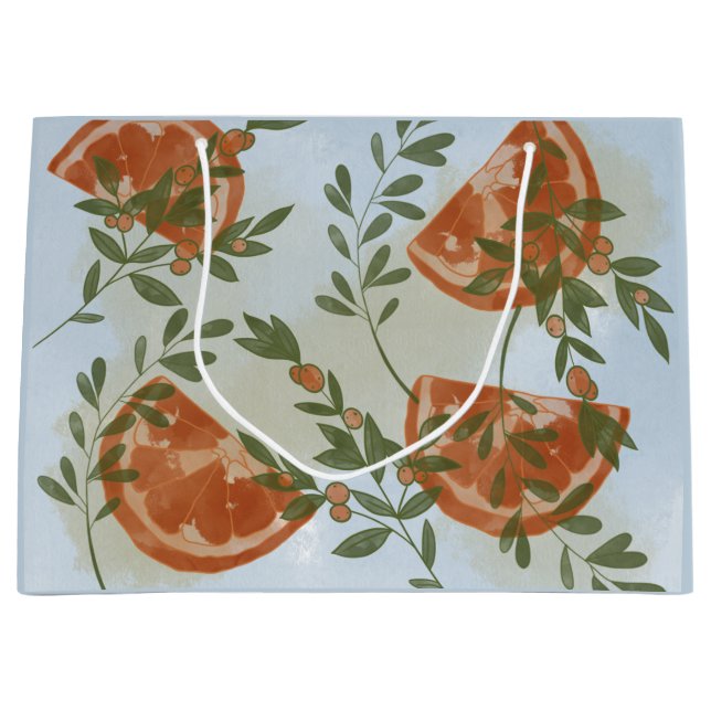 Orange Citrus and Greenery Large Gift Bag (Front)
