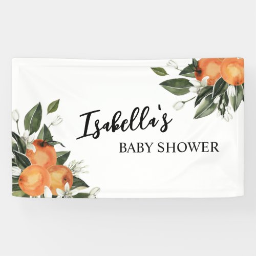 Orange Citrus Baby Shower Backdrop Little Cutie Banner