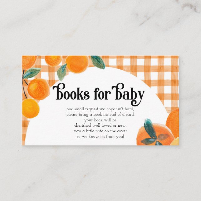 Orange Citrus Baby Shower Book Request  Enclosure Card (Front)