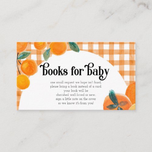 Orange Citrus Baby Shower Book Request  Enclosure Card