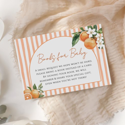 Orange Citrus Baby Shower  Books for Baby Enclosure Card