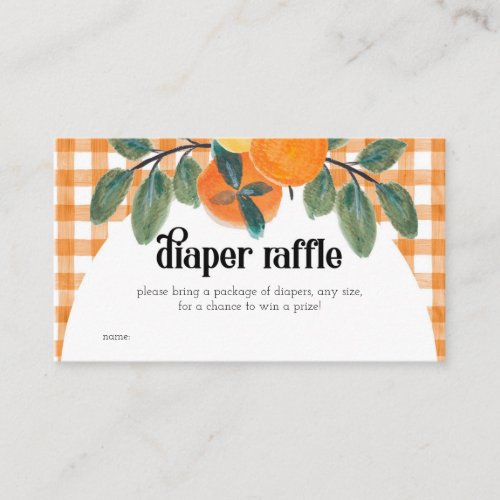 Orange Citrus Baby Shower Diaper Raffle Enclosure Card