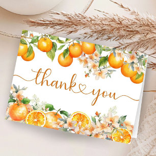 Orange Citrus Baby Shower Folded Thank You Cards
