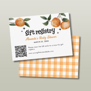Orange Citrus Baby Shower Gift Registry QR Code Enclosure Card