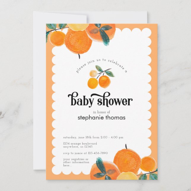 Orange Citrus Baby Shower Invitation (Front)