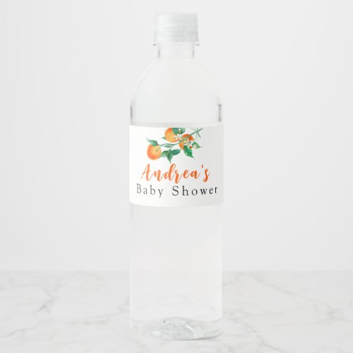 Orange Citrus Baby Shower Water Bottle Label