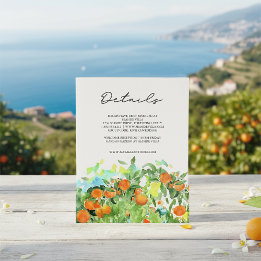 Orange Citrus Blossom Watercolor Wedding Details Enclosure Card