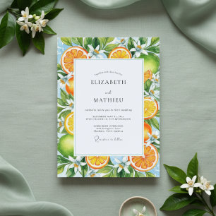 Orange Citrus Blossom Wedding Invitation
