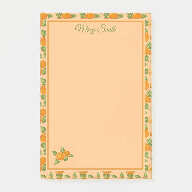 Orange Citrus Border Botanical Design Post-it Notes (Front)