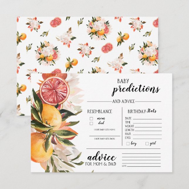 Orange Citrus Botanical | Baby Guessing Game Invitation (Front/Back)