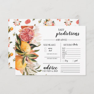 Orange Citrus Botanical Baby Guessing Game Invitation