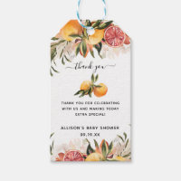 Orange Citrus Botanical | Baby Shower Thank You  Gift Tags