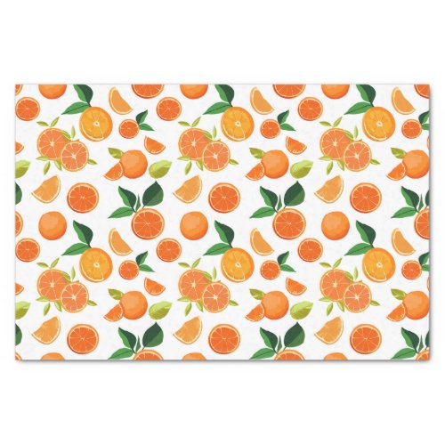 Orange Citrus Botanical Pattern  Tissue Paper