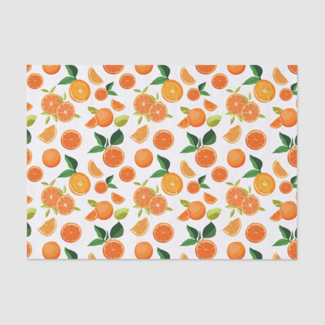 Orange Citrus Botanical Pattern  Tissue Paper (Front)
