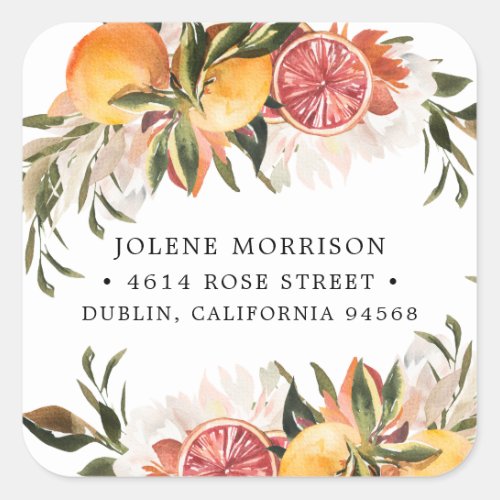 Orange Citrus Botanical  Return Address Label