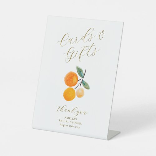 Orange Citrus Bridal Shower Custom Cards Gifts Pedestal Sign