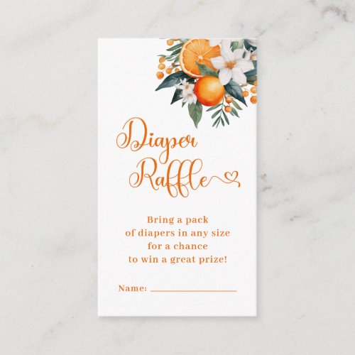 Orange Citrus Diaper Raffle Girl Baby Shower Enclosure Card