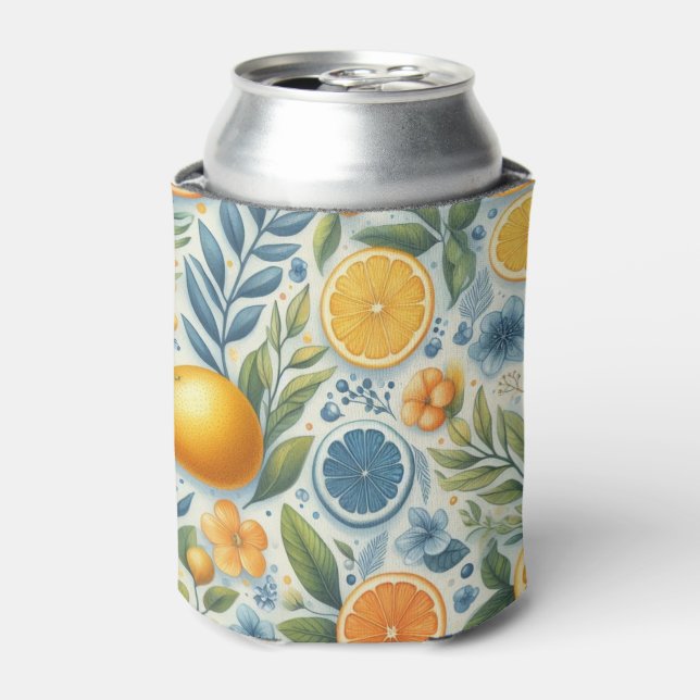 Orange Citrus Elegant Watercolor Bridal Showers  Can Cooler (Can Front)