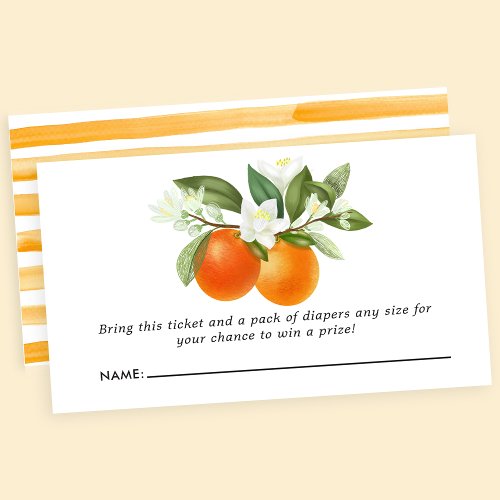 Orange Citrus Floral Baby Shower Diaper Raffle Enclosure Card