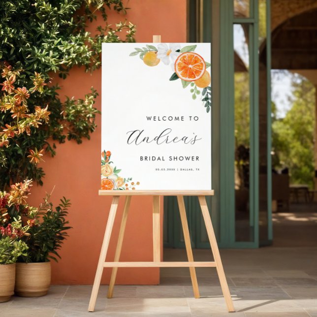 Orange Citrus Floral Blossom Bridal Shower Welcome Foam Board (Creator Uploaded)