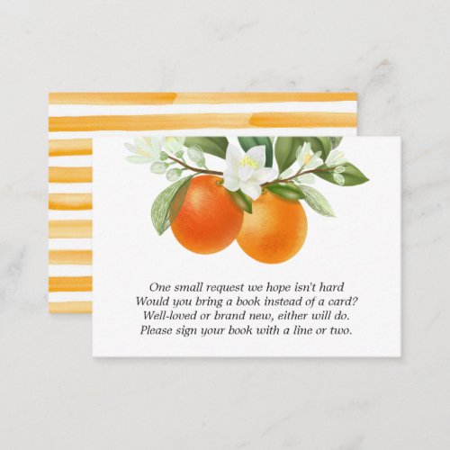 Orange Citrus Floral Books For Baby Enclosure Card