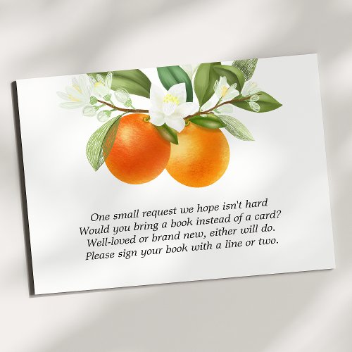 Orange Citrus Floral Books For Baby Enclosure Card