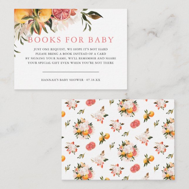 Orange Citrus Floral Botanical | Book Request  Enclosure Card (Front/Back)