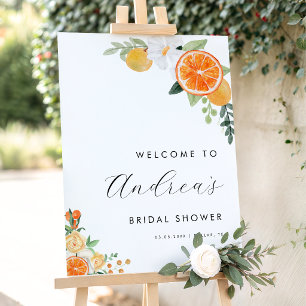 Orange Citrus Floral Bridal Shower Welcome Sign