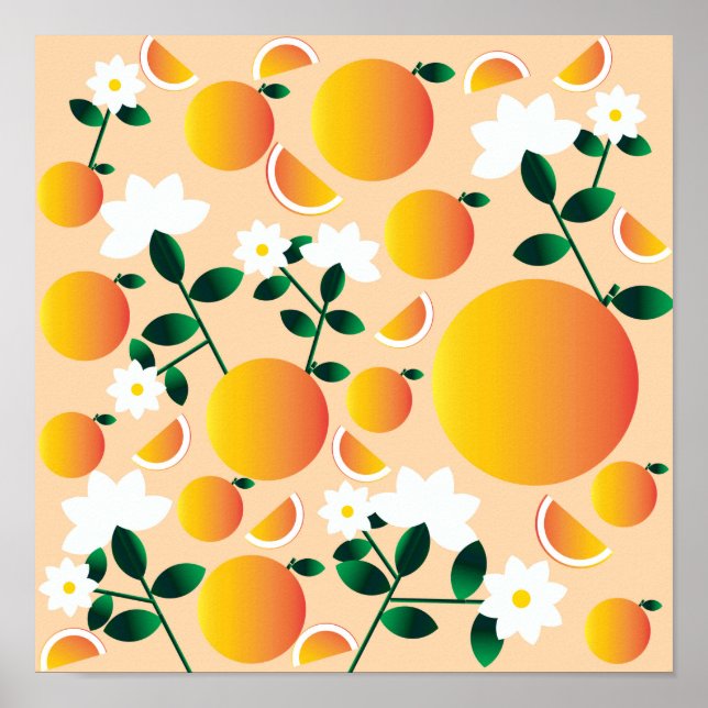  Orange citrus floral Poster (Front)