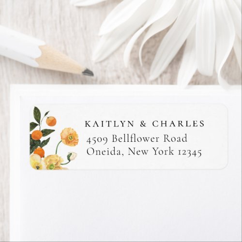 Orange Citrus Floral Watercolor Label