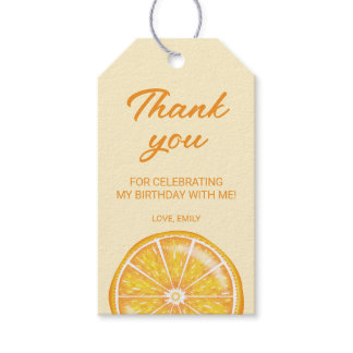 Orange Citrus Fruit Custom Birthday Thank You Gift Tags