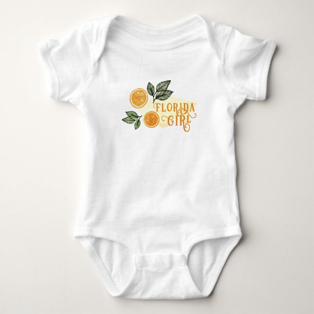 Orange Citrus Fruit Florida Girl Baby Bodysuit (Front)