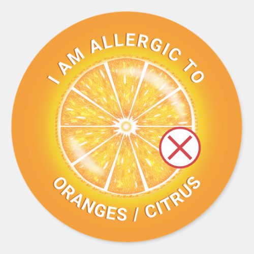 Orange Citrus Fruit Food Allergy Awareness Classic Round Sticker