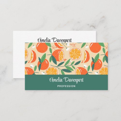 Orange Citrus Fruit Retro Pattern Business Card