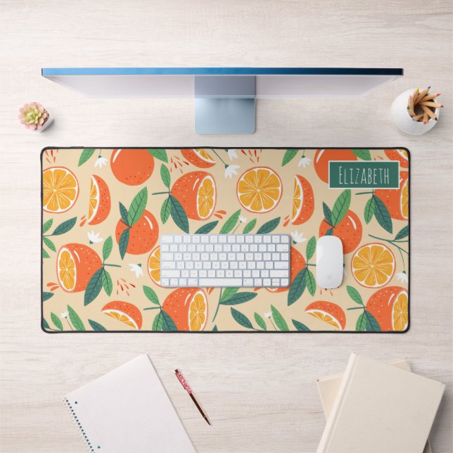 Orange Citrus Fruit Retro Pattern Desk Mat (Office 1)