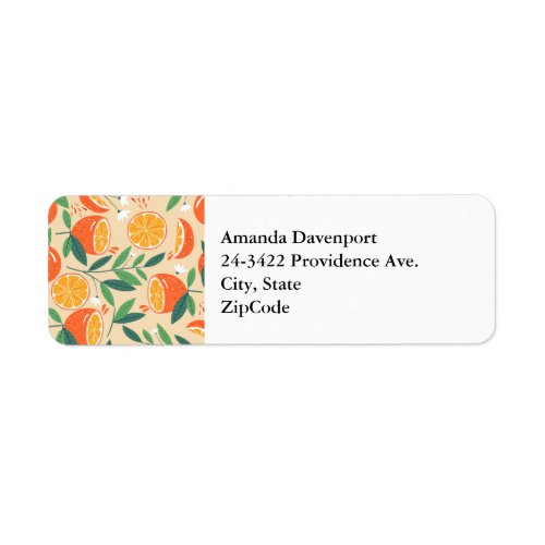 Orange Citrus Fruit Retro Pattern Label