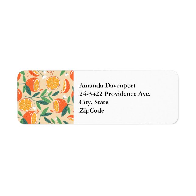 Orange Citrus Fruit Retro Pattern Label (Front)