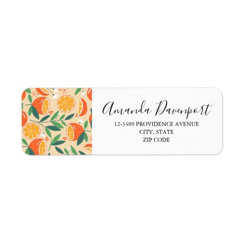 Orange Citrus Fruit Retro Pattern Label