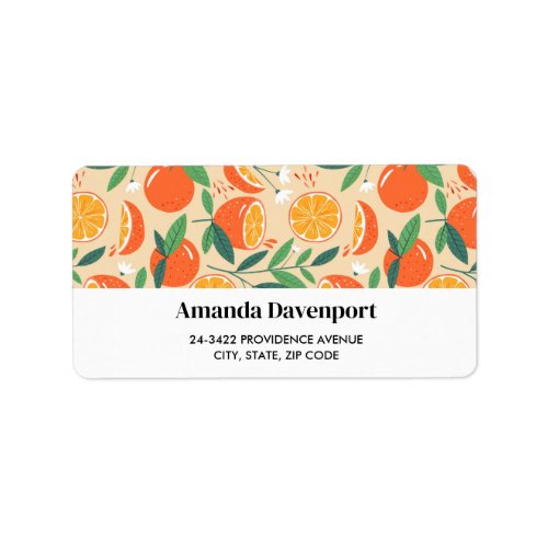 Orange Citrus Fruit Retro Pattern Label