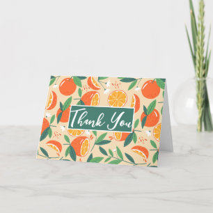 Orange Citrus Fruit Retro Pattern Letterpress Thank You Card