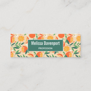 Orange Citrus Fruit Retro Pattern Mini Business Card