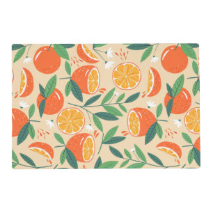 Orange Citrus Fruit Retro Pattern Placemat