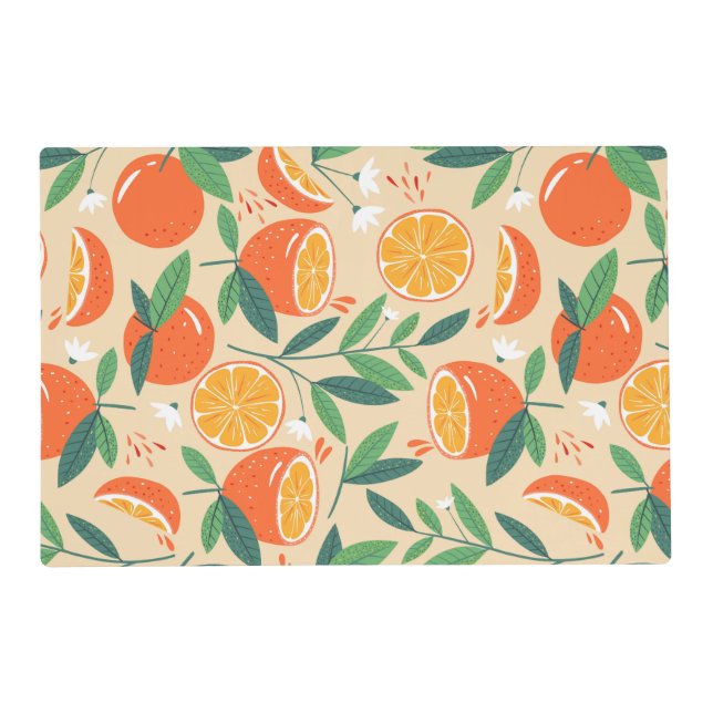Orange Citrus Fruit Retro Pattern Placemat (Front)