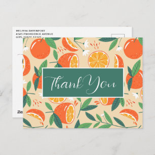 Orange Citrus Fruit Retro Pattern Thank You Postcard