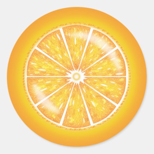 Orange Citrus Fruit Slice Illustration Classic Round Sticker