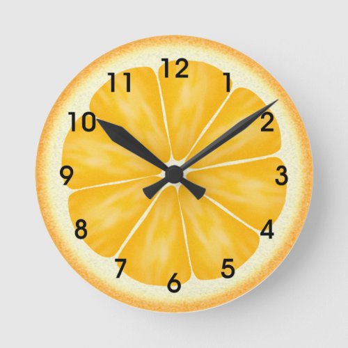Orange Citrus Fruit Slice Round Clock
