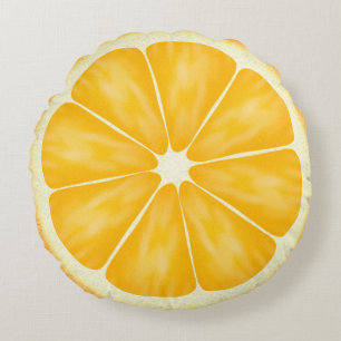 Orange Citrus Fruit Slice Round Pillow