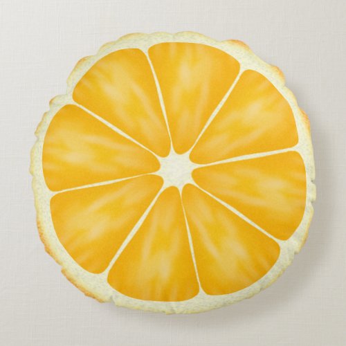 Orange Citrus Fruit Slice Round Pillow