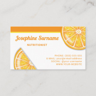 Orange Citrus Fruit Slices Dietitian Nutritionist Business Card