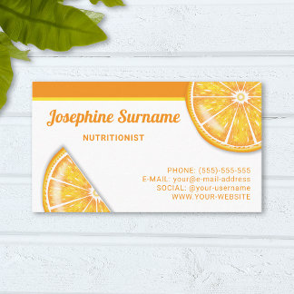 Orange Citrus Fruit Slices Dietitian Nutritionist Business Card